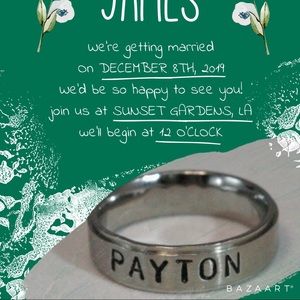 Name Rings - Names Dates on Stainless Steel Comfort Fit Ring Band Jewelry